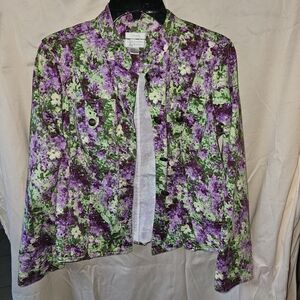 Christopher & Banks Purple and Green Floral Blazer Jacket